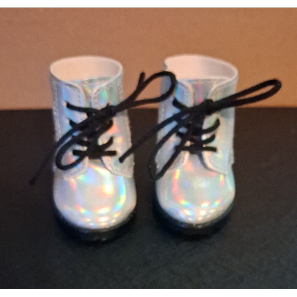 American Girl Luciana Vega Silver colored Holographic Lace-Up Boots